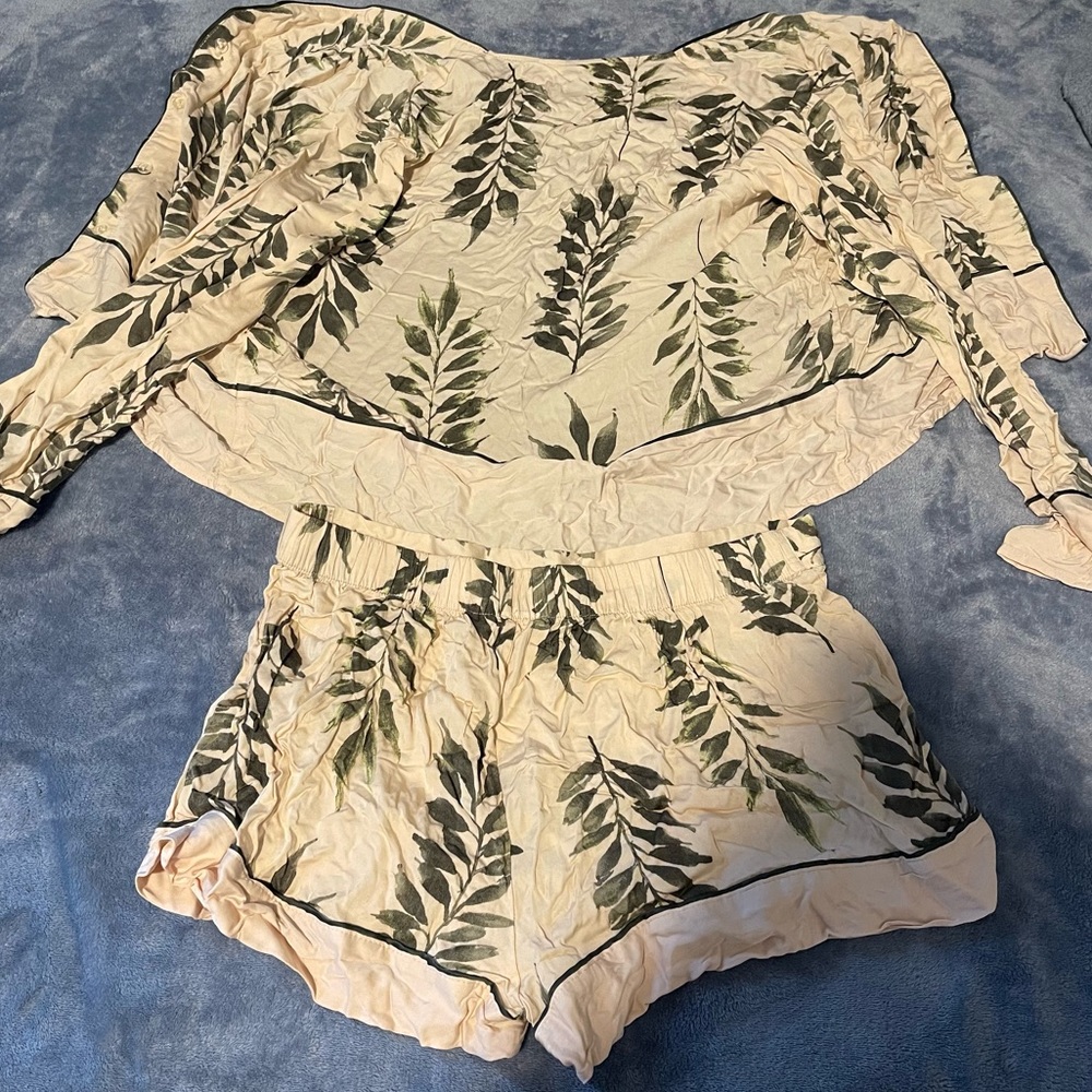Two Piece Floral Short and Long Sleeve Shirt